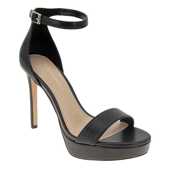 BCBGeneration Shoes - BCBGeneration Heels Womens 9 Nallah Black Leather Sandals Adjustable Ankle Strap